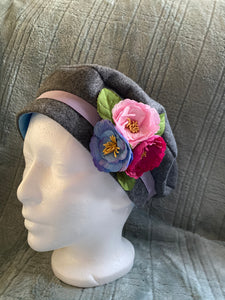 Beret Hat with flowers.