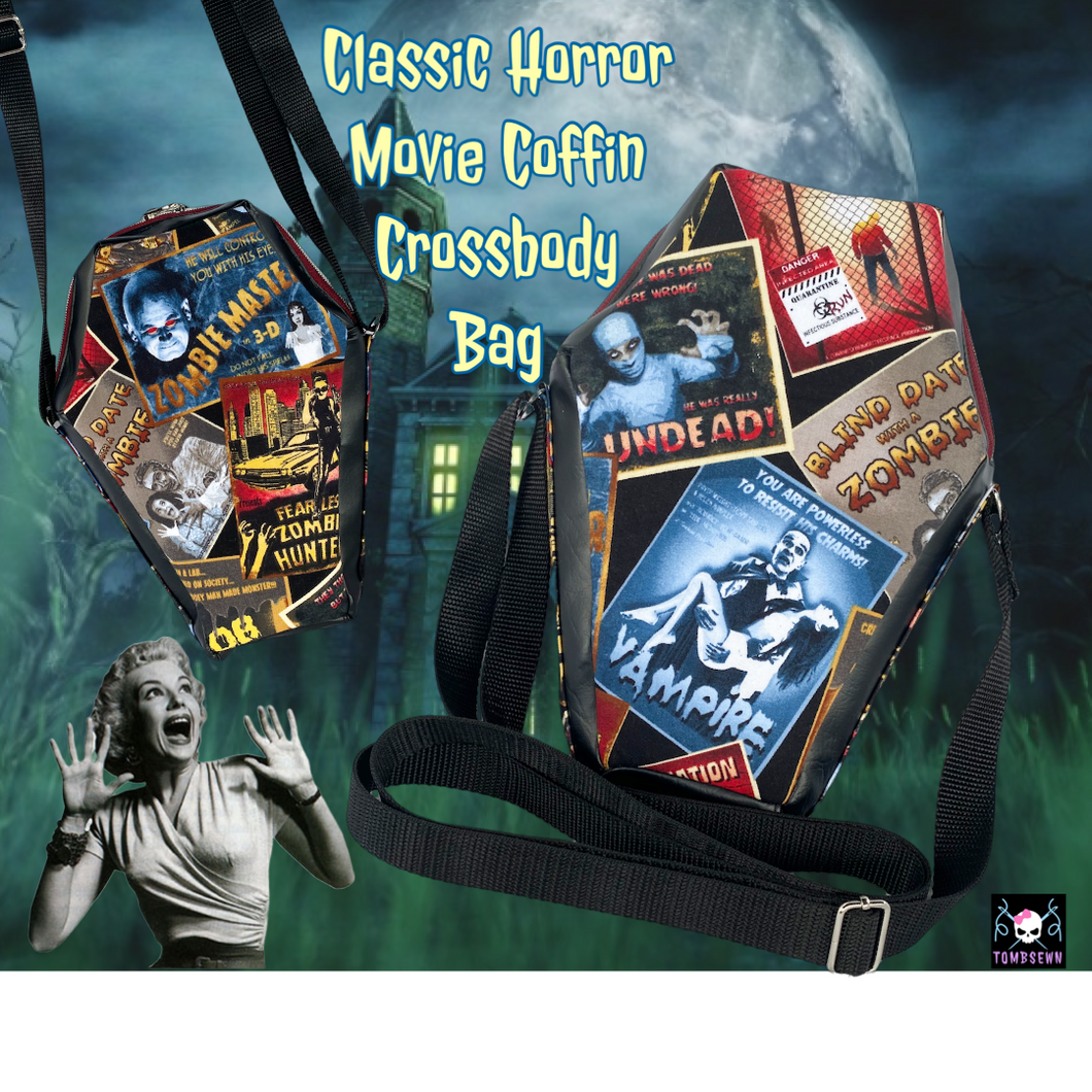 Classic Horror Movie Coffin Crossbody Bag